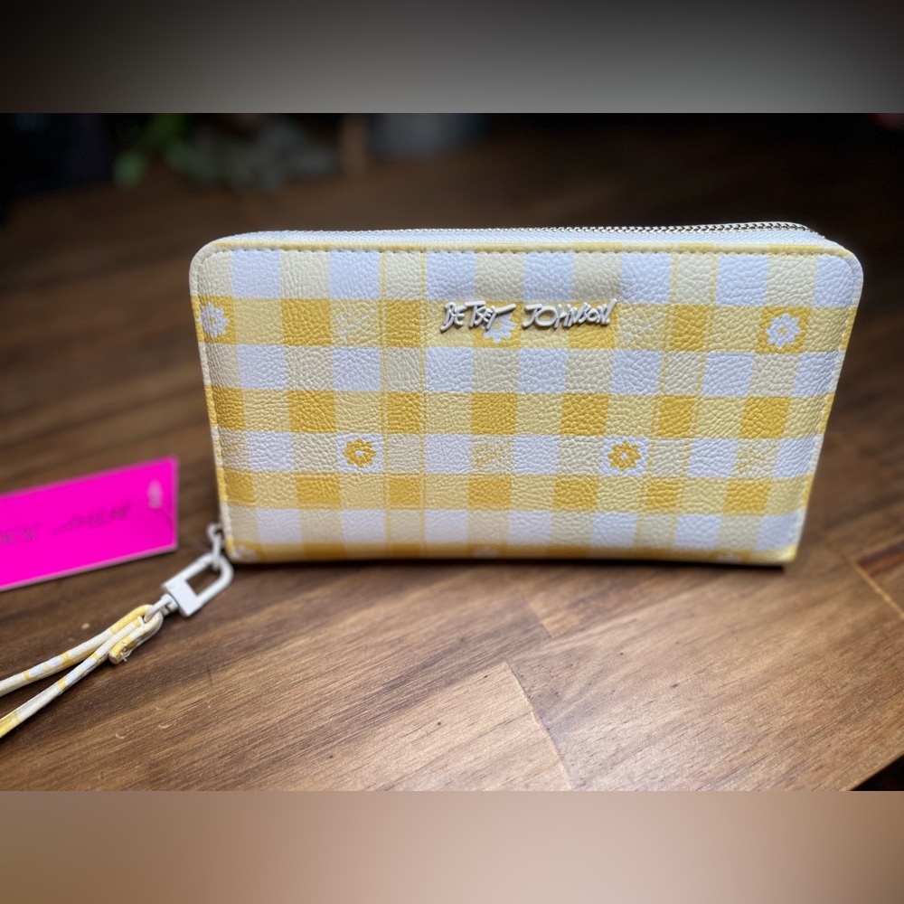 Betsey Johnson Yellow and White Checkered Wallet